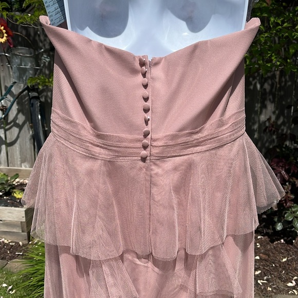 NWT Alfred Angelo Formal Evening Gown Blush Tulle Ruffle Maxi Sz 10 - Picture 8 of 14